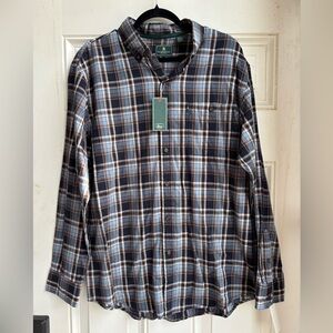 NWT G.H. Bass & Co. Blue and White Plaid Casual Shirt